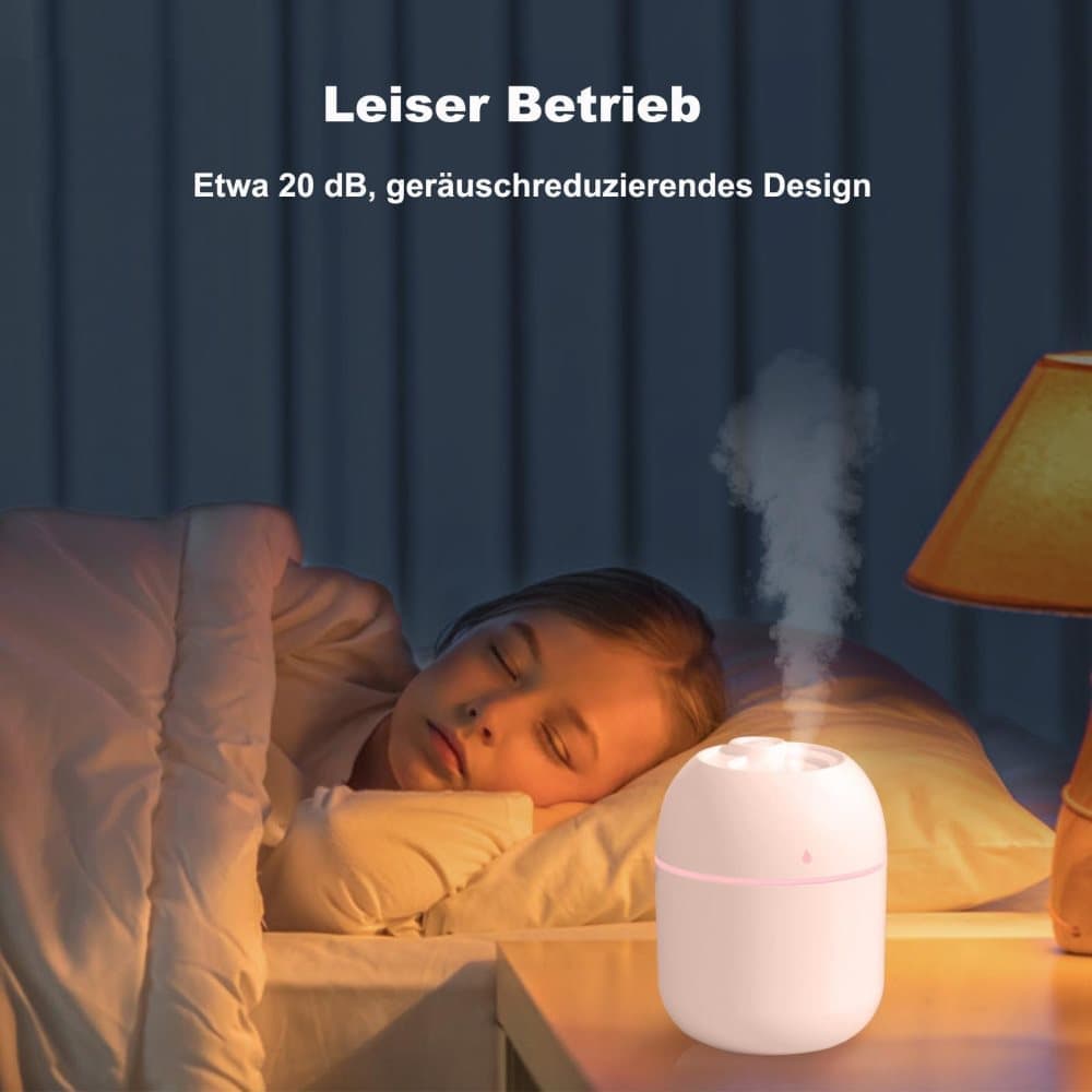 Portable Mini Humidifier 0.22L with USB, Automatic Shutoff, 2 Spray Modes for Bedroom Office and Car, Pink