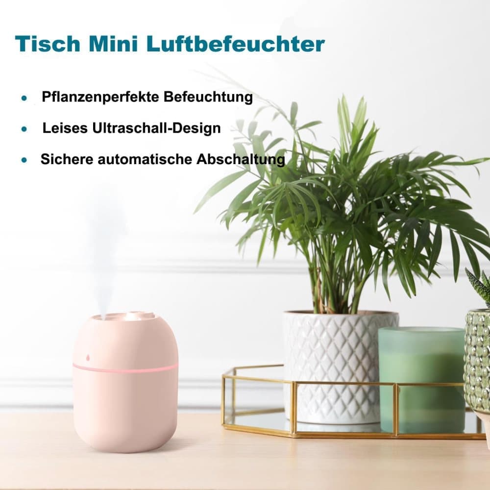 Portable Mini Humidifier 0.22L with USB, Automatic Shutoff, 2 Spray Modes for Bedroom Office and Car, Green