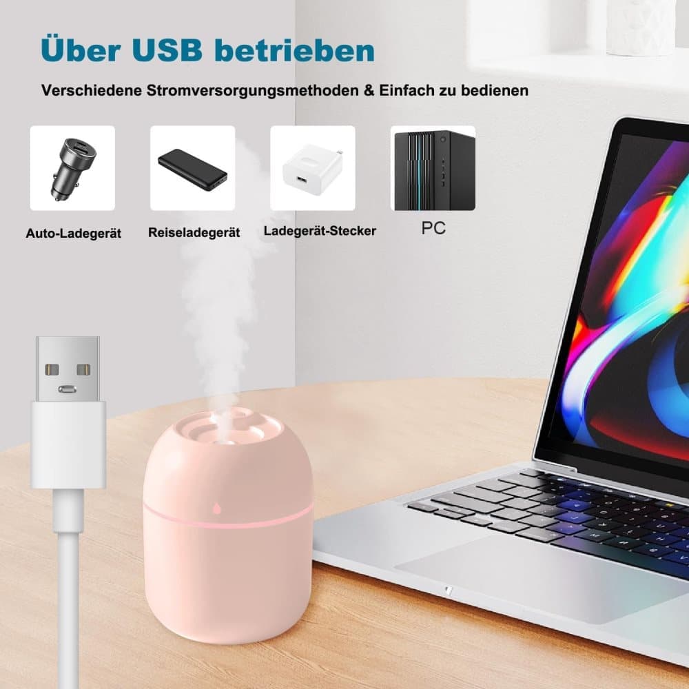 Portable Mini Humidifier 0.22L with USB, Automatic Shutoff, 2 Spray Modes for Bedroom Office and Car, Green