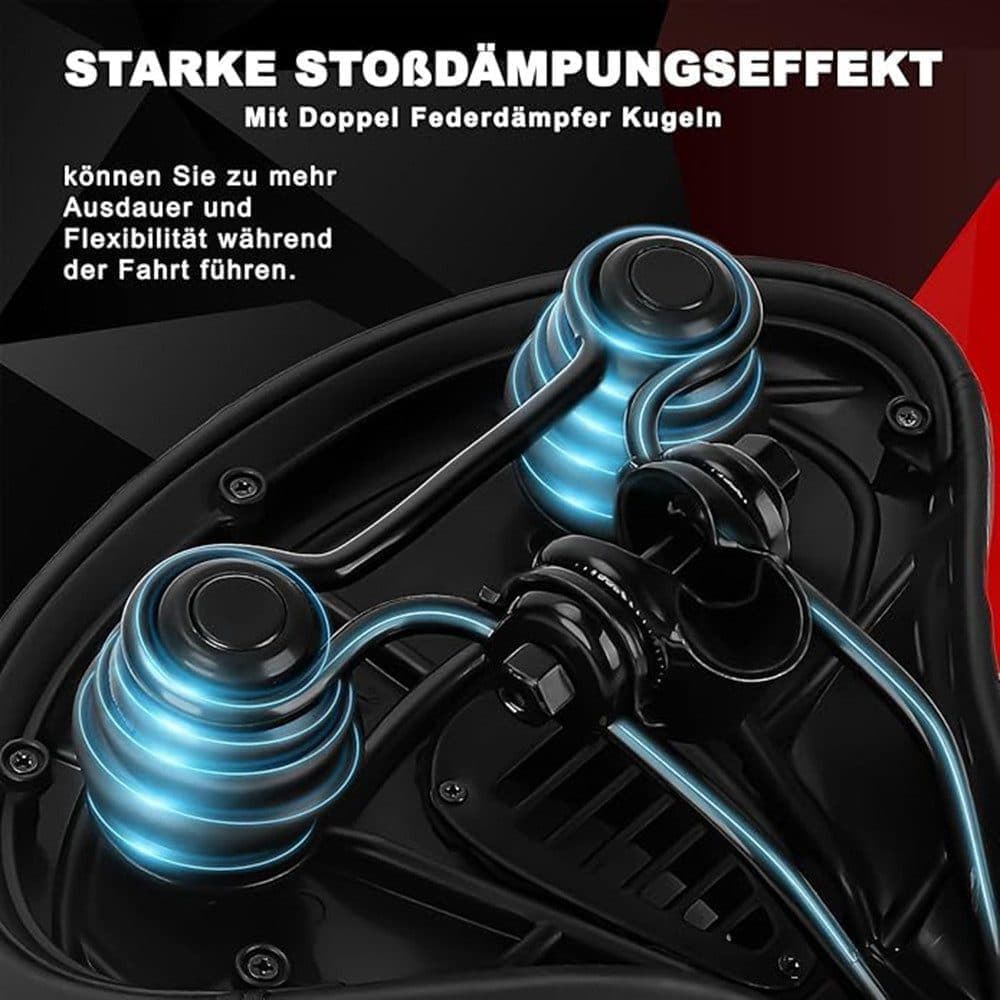 Comfortable unisex bicycle saddle with shock absorbers, breathable waterproof ergonomic design, Black
