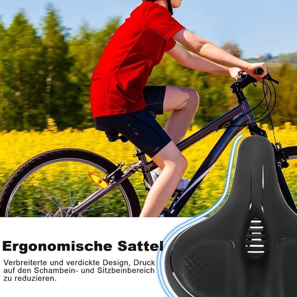 Comfortable unisex bicycle saddle with double shock absorbers, breathable waterproof ergonomic design, Green