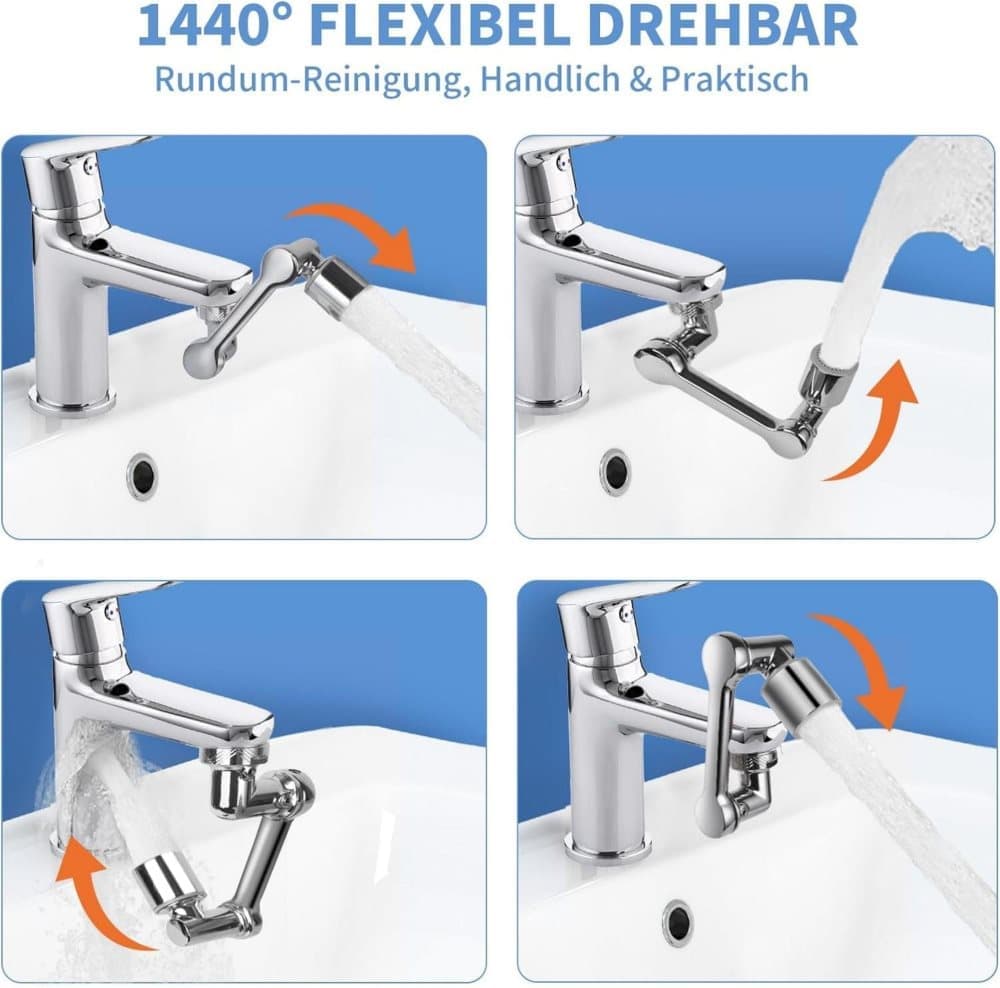 360° Swivel Faucet Extender with 2 Flow Modes, 1440° Rotation, for Kitchen Sink