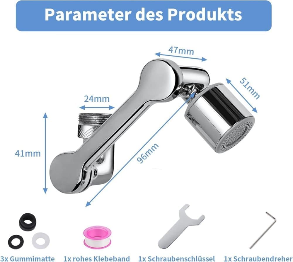 360° Swivel Faucet Extender with 2 Flow Modes, 1440° Rotation, for Kitchen Sink