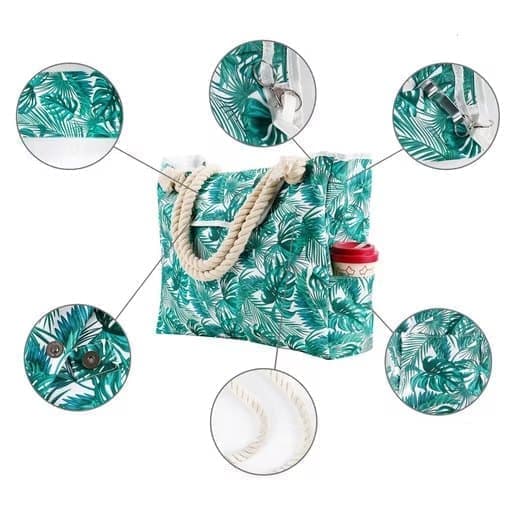 1 Pack Waterproof Extra Large Beach Bag for Women, Picnic Shopper, Green, 45L