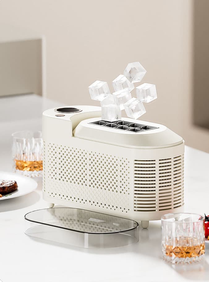 Portable Ice Machine Fast Ice Production in 10-15 Minutes Energy-Efficient Small Ice Maker with Low Noise Level for Home and Car Use, Purple