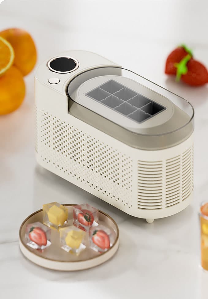 Portable Ice Machine Fast Ice Production in 10-15 Minutes Energy-Efficient Small Ice Maker with Low Noise Level Compatible with Car Use, White