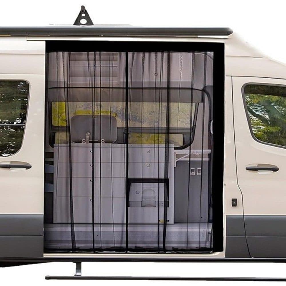 Universal Mosquito Net for Car Trunk with Strong Velcro, Compatible with Motorhomes and Camping, 180 × 150 cm, Black