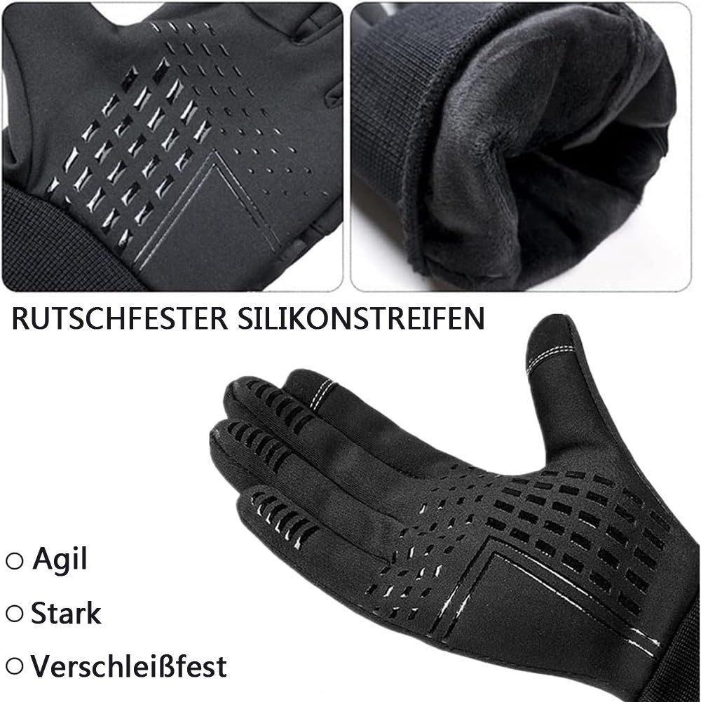 Waterproof cycling gloves unisex winter warm sports with touch screen anti-slip wind and heat insulating, XL
