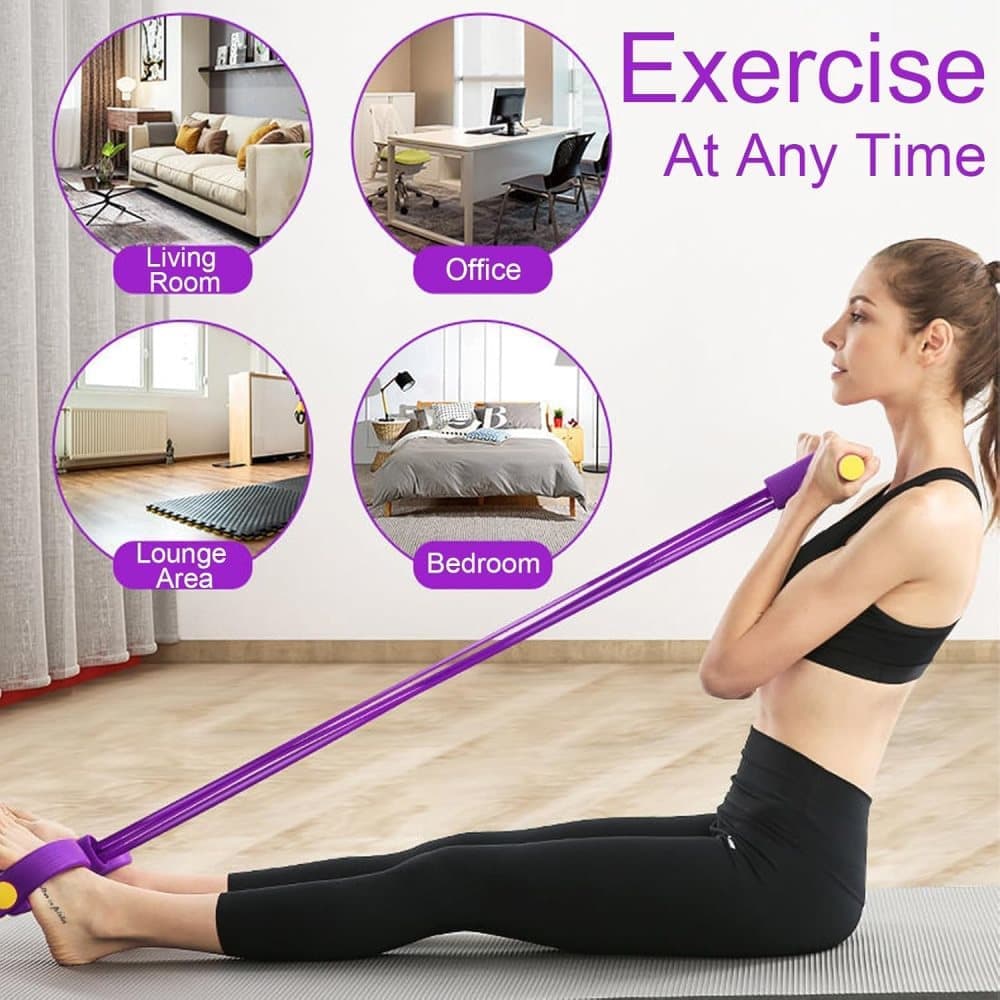 Purple Abdominal Trainer Exercise Band for Sit-Up Training, Multifunctional Tension Rope Fitness Pedal Slap Pull Band