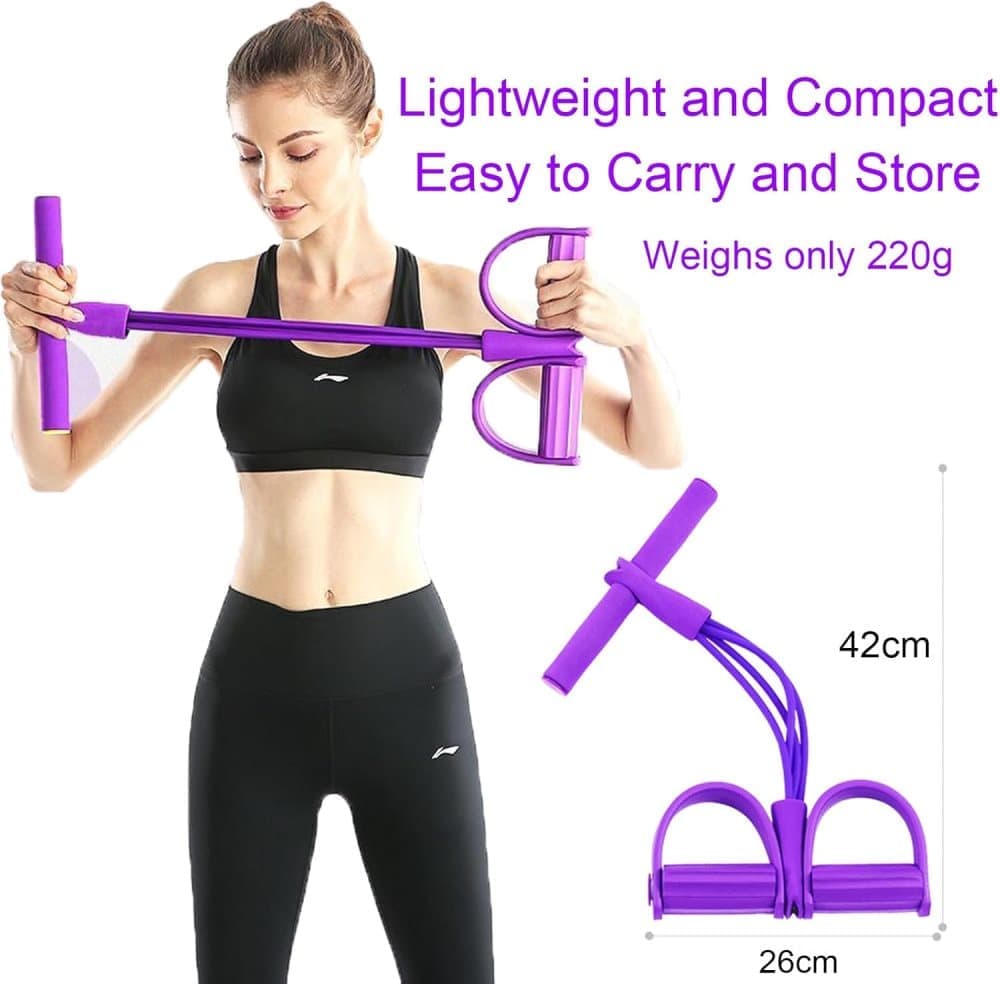 Purple Abdominal Trainer Exercise Band for Sit-Up Training, Multifunctional Tension Rope Fitness Pedal Slap Pull Band