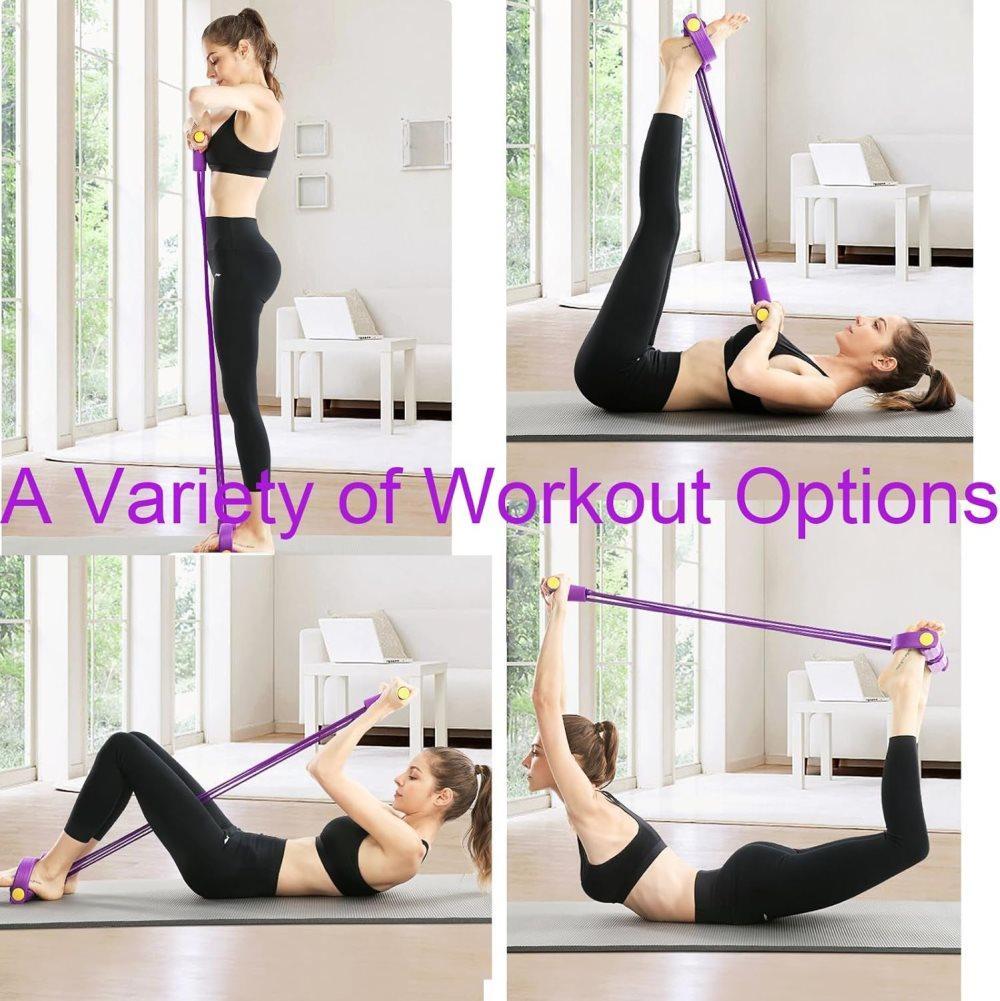 Purple Abdominal Trainer Exercise Band for Sit-Up Training, Multifunctional Tension Rope Fitness Pedal Slap Pull Band