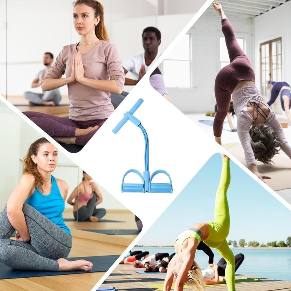 Abdominal trainer exercise band for sit-up training, multifunctional tension rope fitness pedal training slap pull band, Blue