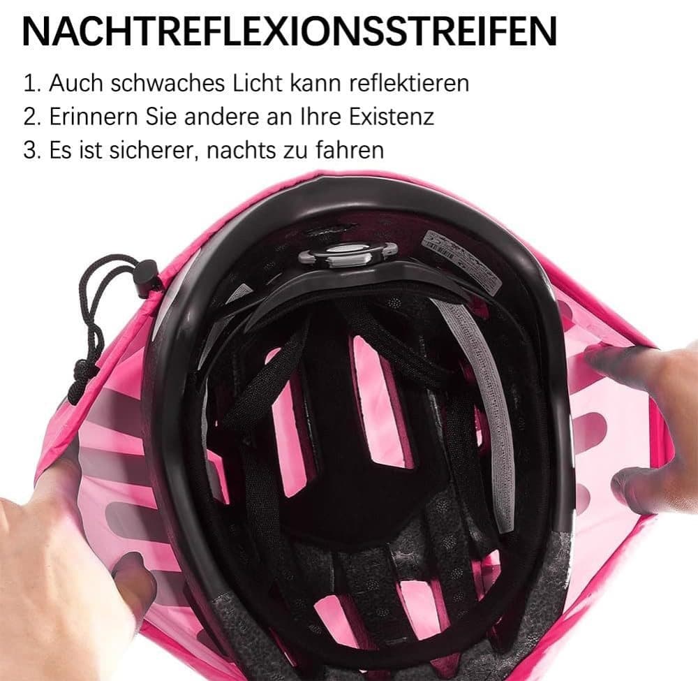 Reflective Bicycle Helmet Cover, Universal Wind and Water Resistant, Compatible with All Brands, Pink