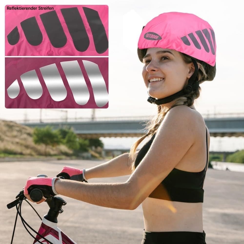 Reflective Bicycle Helmet Cover, Universal Wind and Water Resistant, Compatible with All Brands, Pink