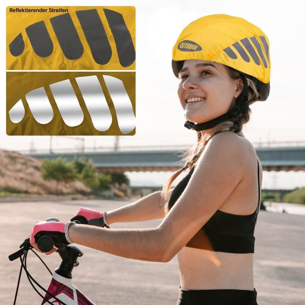 Reflective Bicycle Helmet Cover, Universal Fit, Wind and Water Resistant, Yellow