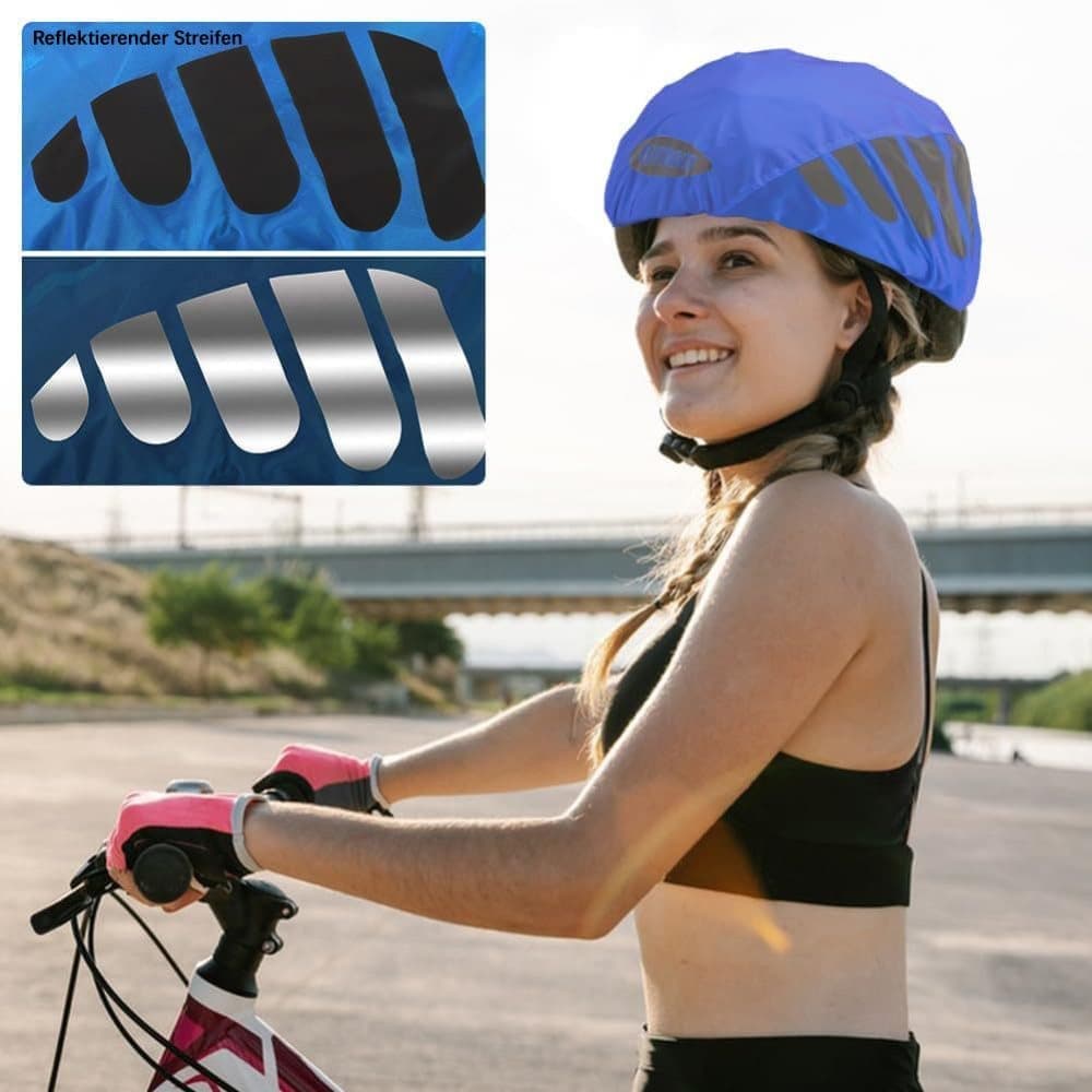 Reflective Bicycle Helmet Cover, Wind and Water Resistant, Universal Fit, Blue