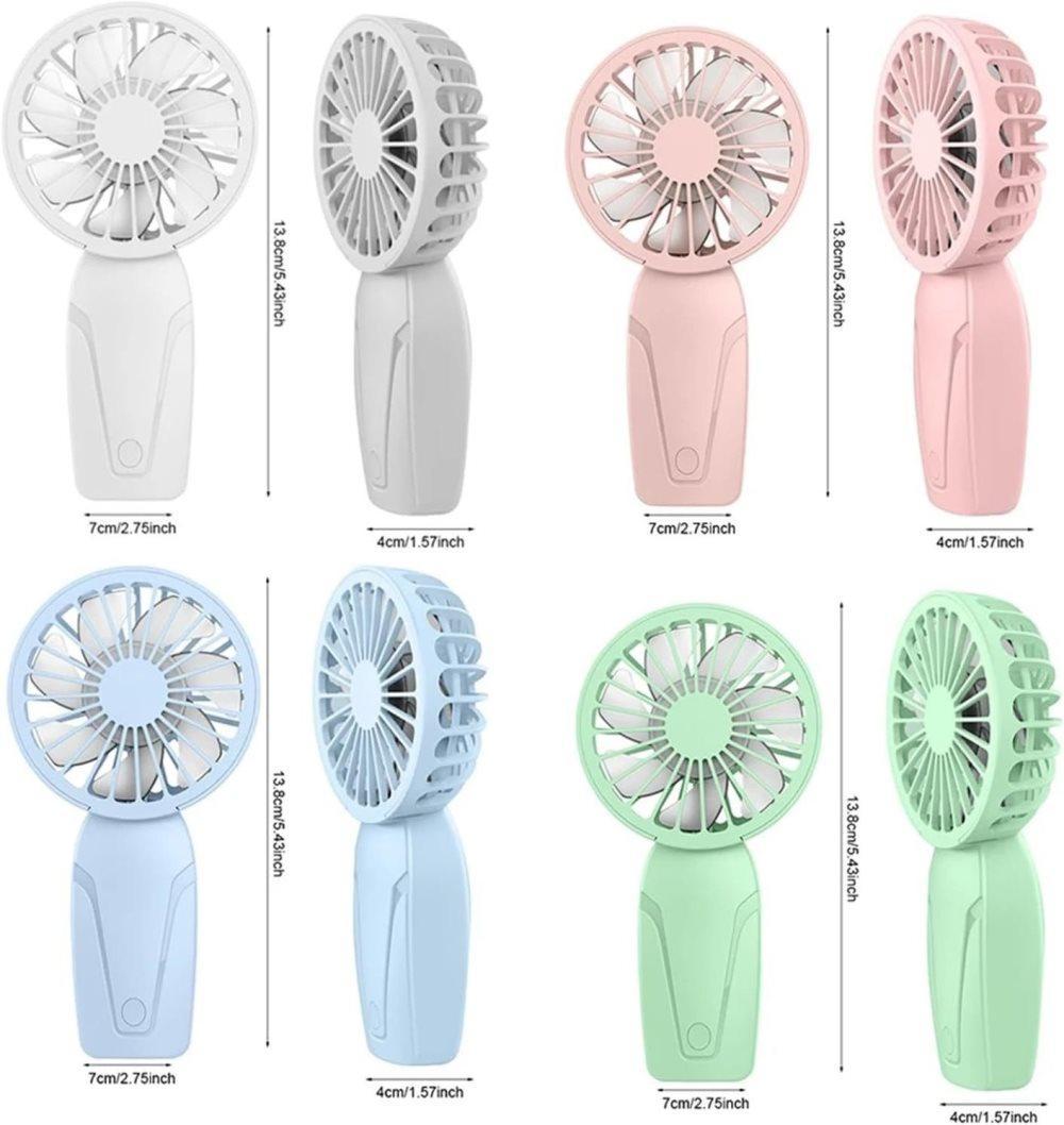 Portable Mini Hand Fan USB Rechargeable with 3 Speeds, Quiet Handheld Fan, Blue