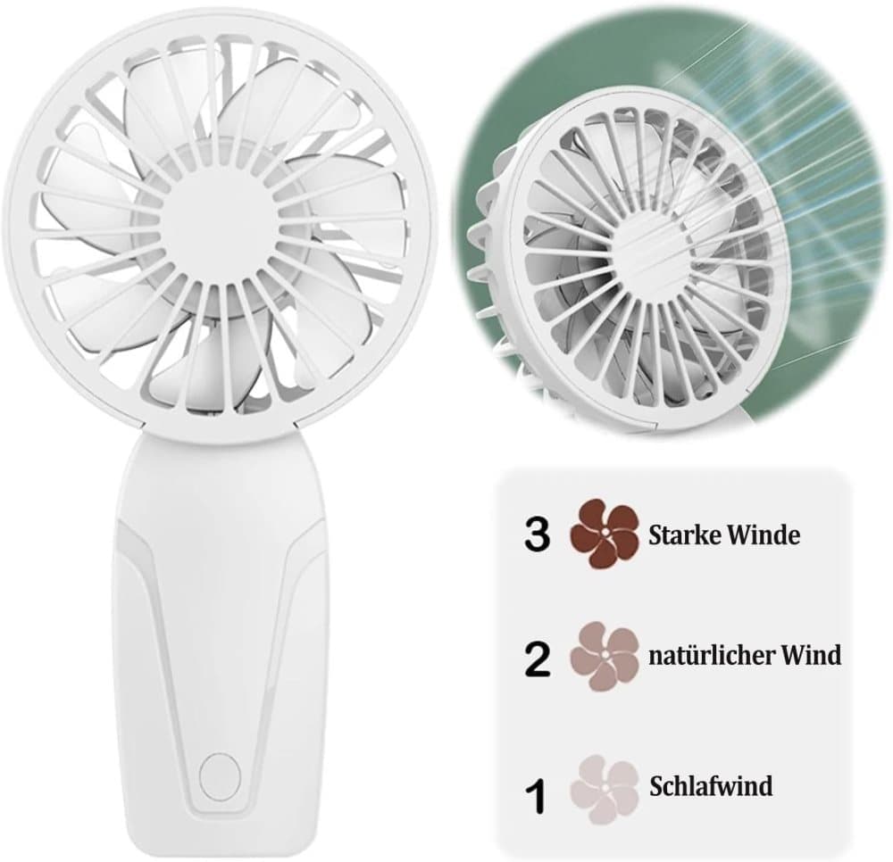 Portable Mini Hand Fan USB Rechargeable with 3 Speeds, Quiet Handheld Fan, Pink