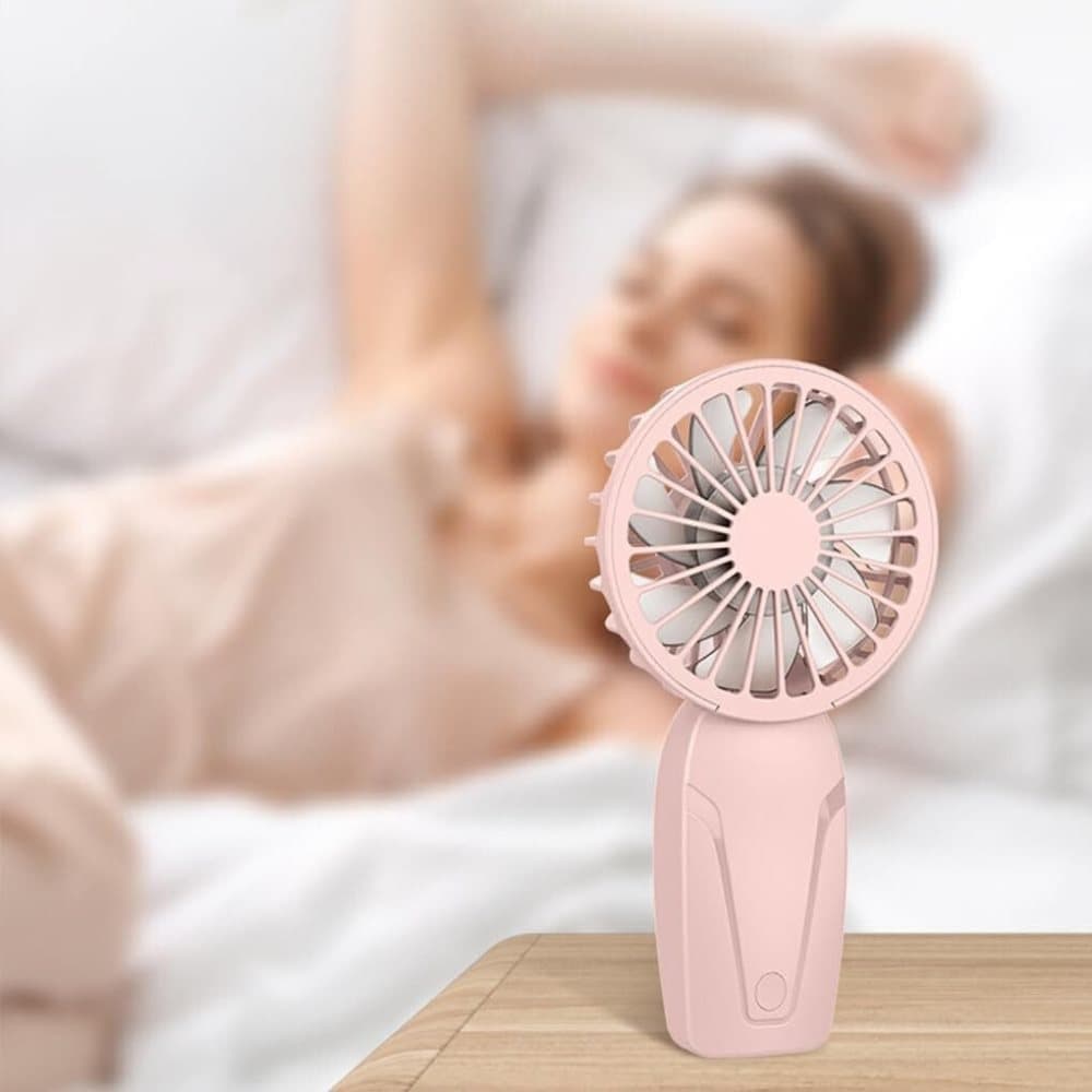 Portable Mini Hand Fan USB Rechargeable with 3 Speeds, Quiet Handheld Fan, Pink