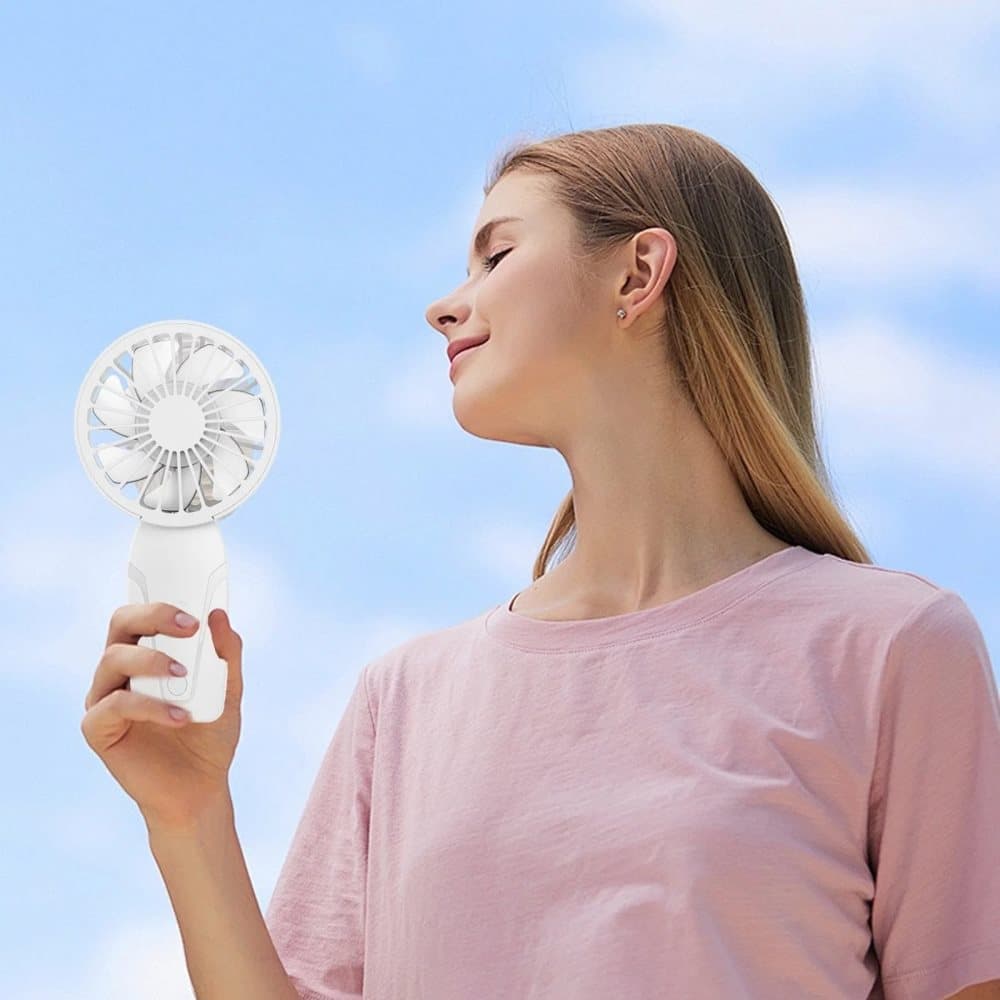 Portable Mini Hand Fan USB Rechargeable with 3 Speeds, Quiet Handheld Fan, Green