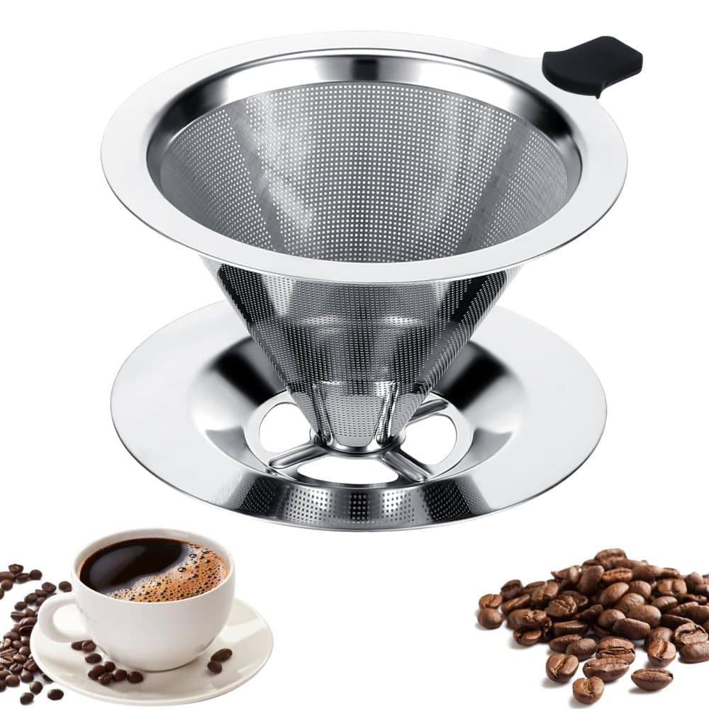 Reusable Stainless Steel Coffee Filter, Durable and Easy to Clean, Eco-Friendly for Brewed Coffee, 10CM