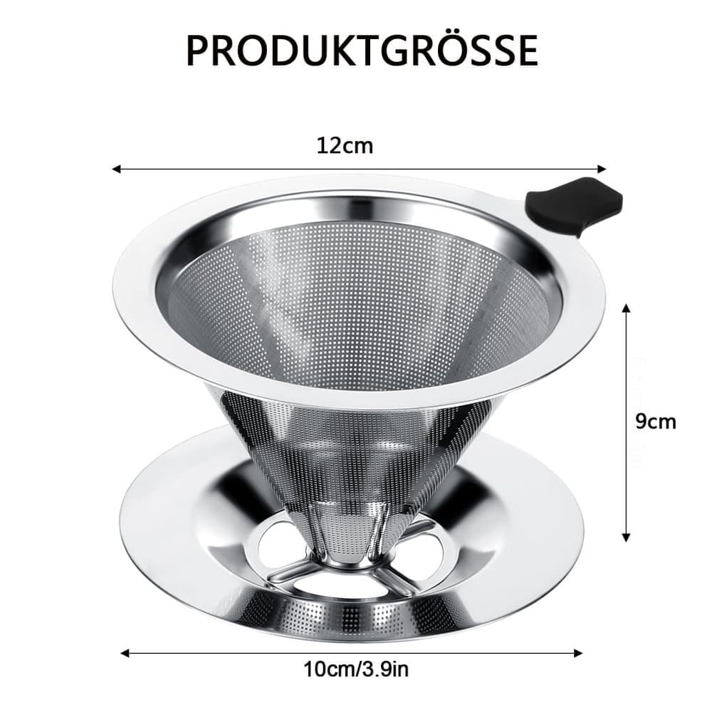 Reusable Stainless Steel Coffee Filter, Durable and Easy to Clean, Eco-Friendly for Brewed Coffee, 10CM