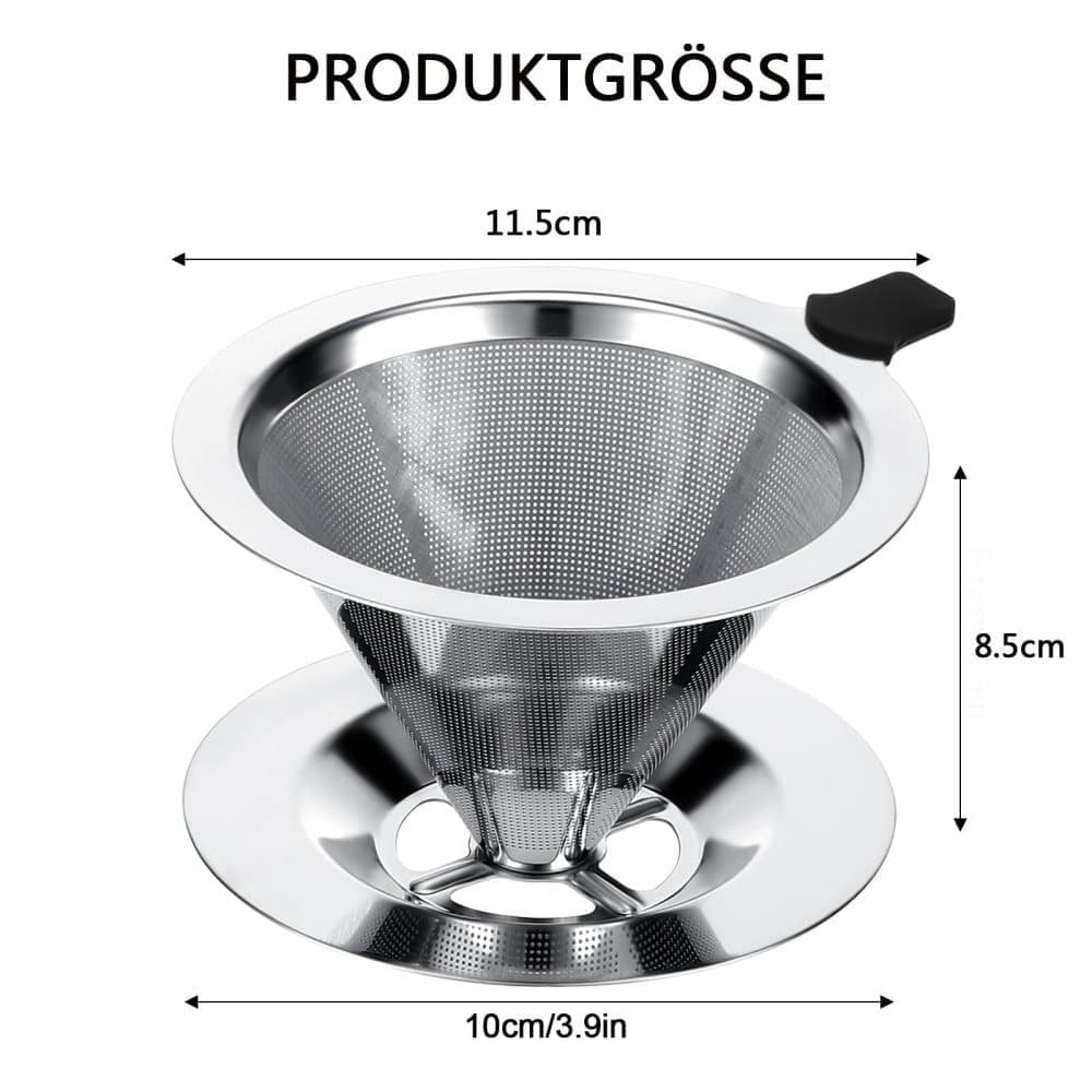 Stainless steel reusable coffee filter, easy to clean and durable, environmentally friendly for brewed coffee, 11.5CM