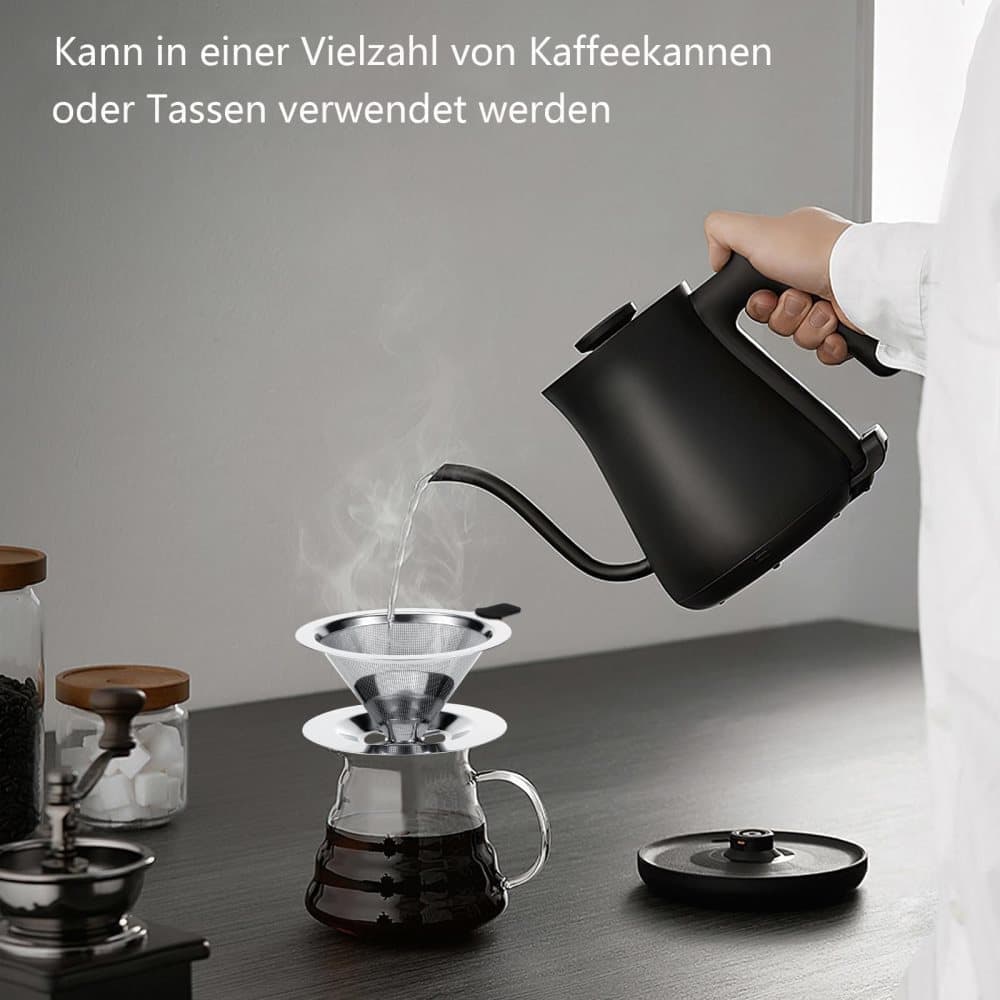 Stainless steel reusable coffee filter, easy to clean and durable, environmentally friendly permanent filter for brewed coffee, 12CM