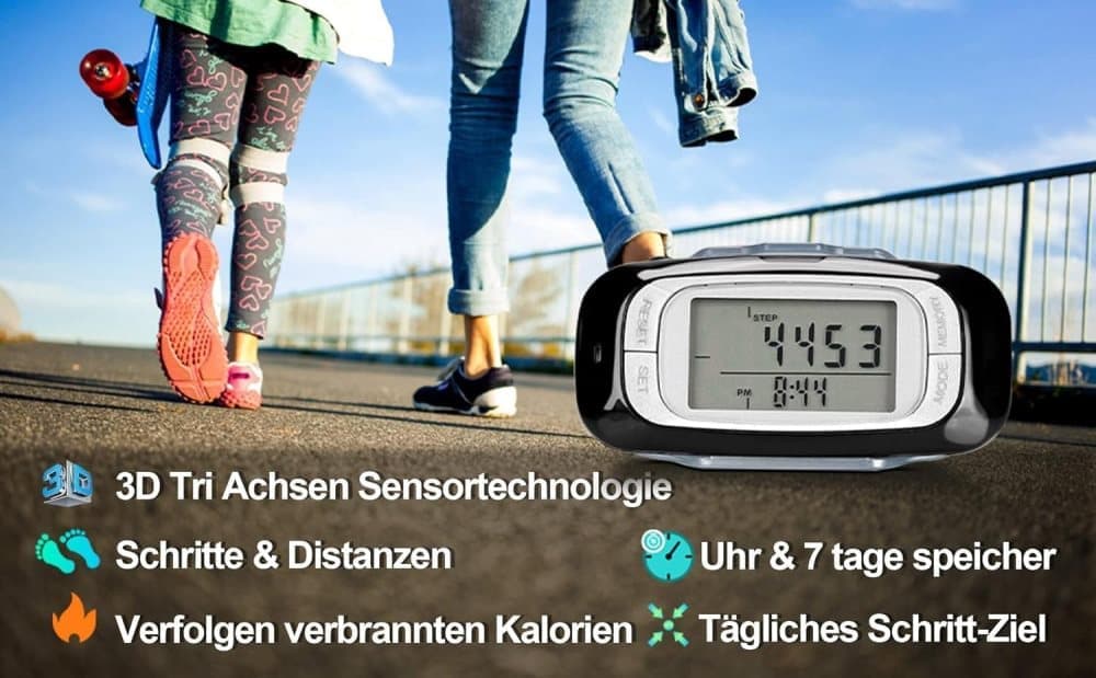 3D Pedometer with Large Easy-to-Read Display, Steps Distance Calories Tracking, No App Needed, 9 Month Battery Life for Elderly and Exercise Tracking