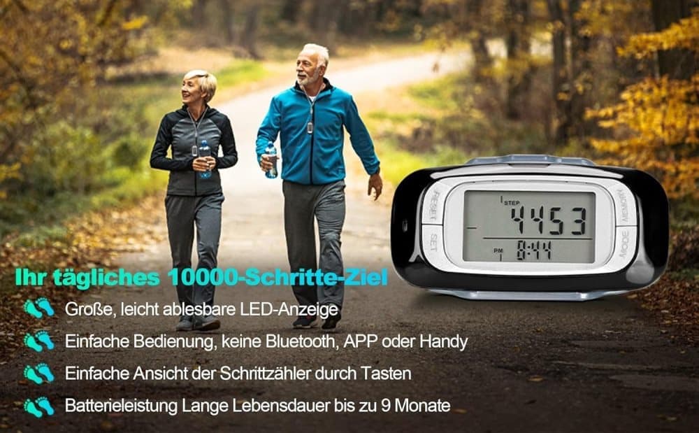 3D Pedometer with Large Easy-to-Read Display, Steps Distance Calories Tracking, No App Needed, 9 Month Battery Life for Elderly and Exercise Tracking