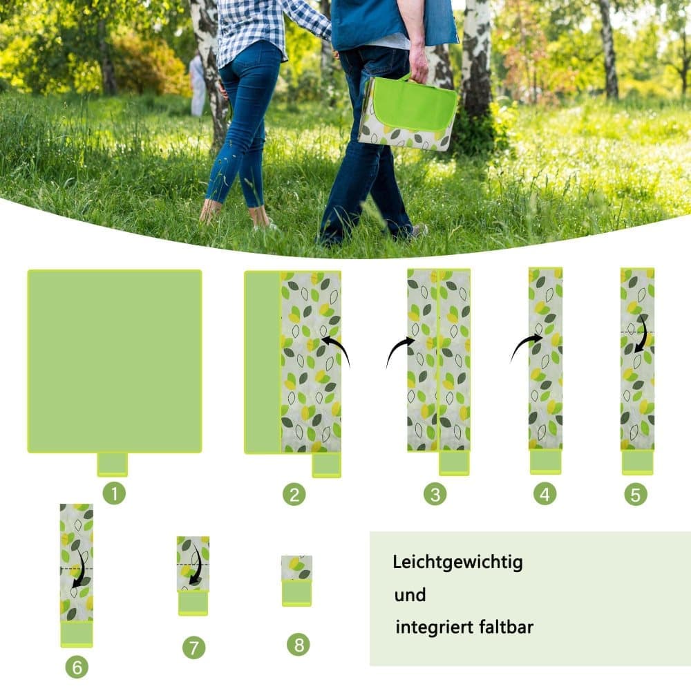 Waterproof Picnic Mat Foldable with Carrying Handle for Camping Beach Park Outdoor Activities, 100x150cm, Dark Green