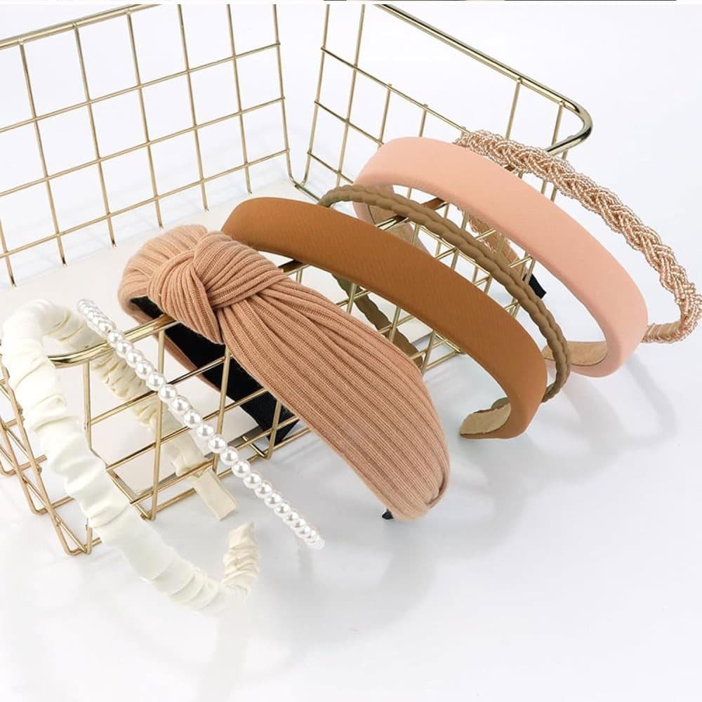 7-Pack Women's Hair Accessories, Elegant Pearl Headbands & Scrunchies