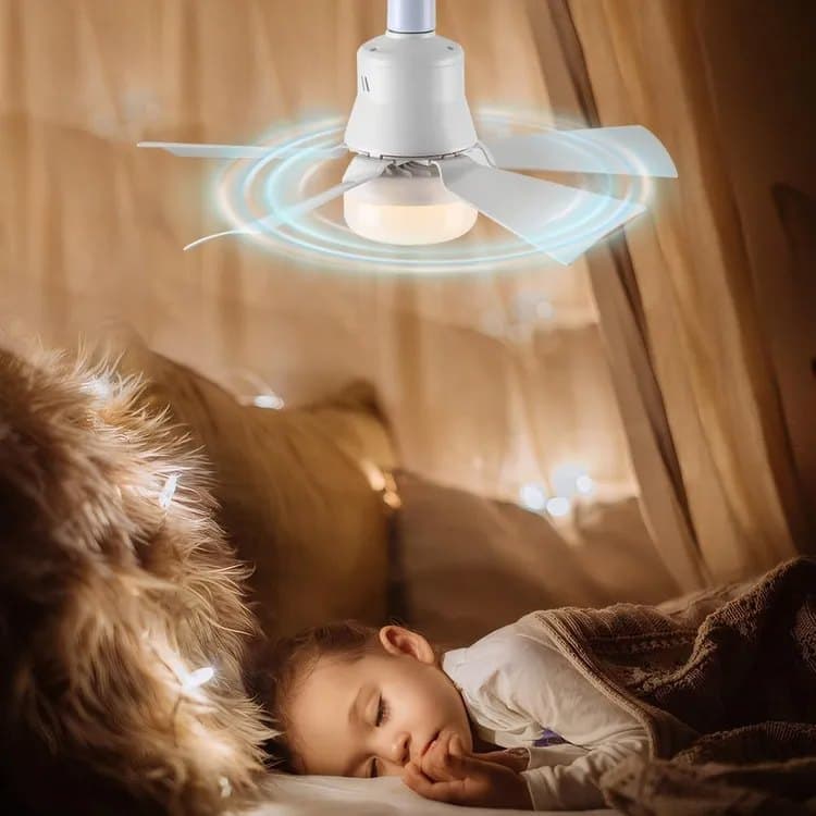 52 Inch LED Ceiling Fan with Remote Control, 3 Speeds and 3 Light Colors, E27 Bulb Compatible, White
