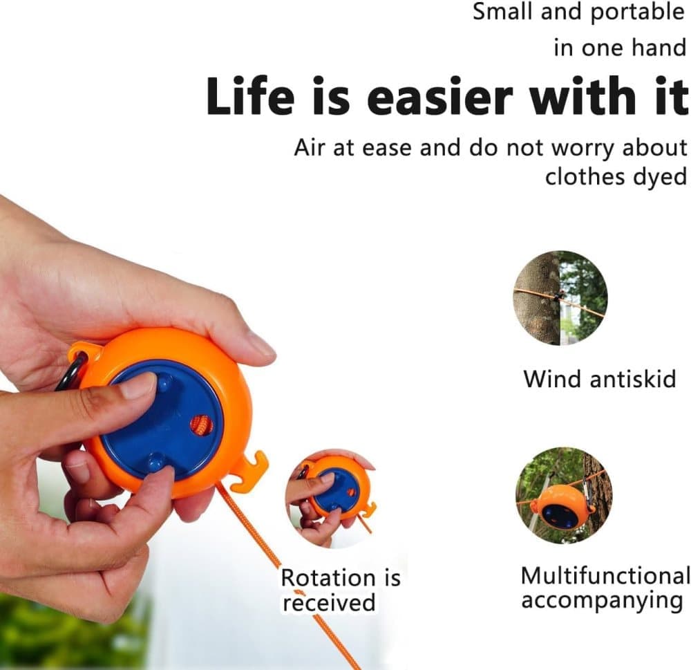 10m Portable Retractable Clothesline, Blue, for Indoors and Outdoors, Travel, Camping, Hotels, Gardens