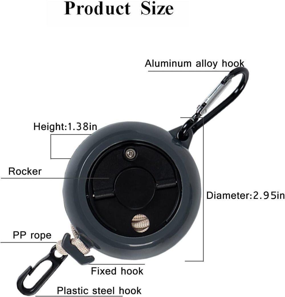 10m Retractable Clothesline, Portable for Indoors and Outdoors, Travel Camping Hotels Gardens, Black