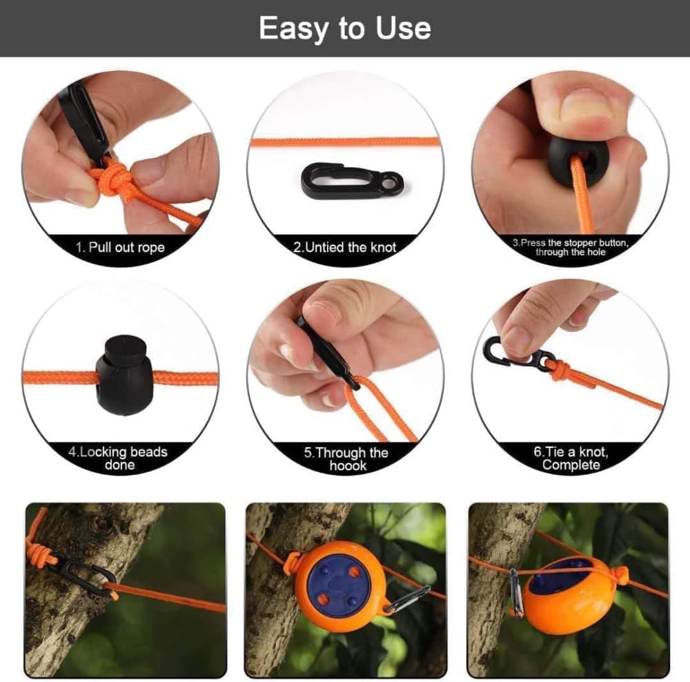 10m Retractable Clothesline, Portable for Indoors and Outdoors, Travel Camping Hotels Gardens, Black