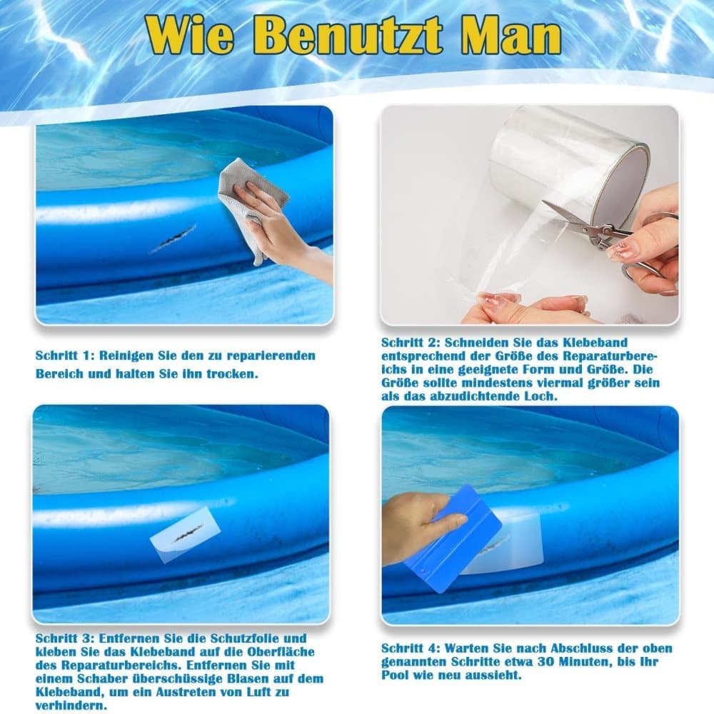 Waterproof Repair Tape 7 cm x 100 cm, Self Adhesive Pool Repair and Sealing Tape