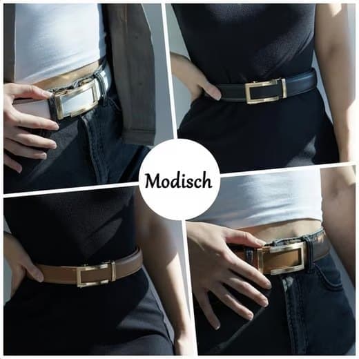 Unisex Leather Belt with Adjustable Buckle, 115/125 cm, Multicolored