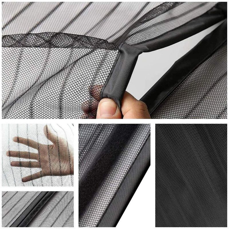Magnetic Door Screens - 100x210 cm Self-Closing - High-Density Insect Mesh - No Drilling Required - Black