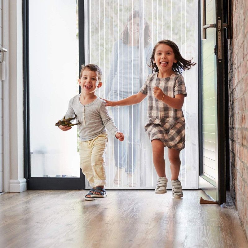 Magnetic Door Screens - 80x210 cm Self-Closing - High-Density Insect Mesh - No Drilling Required - White