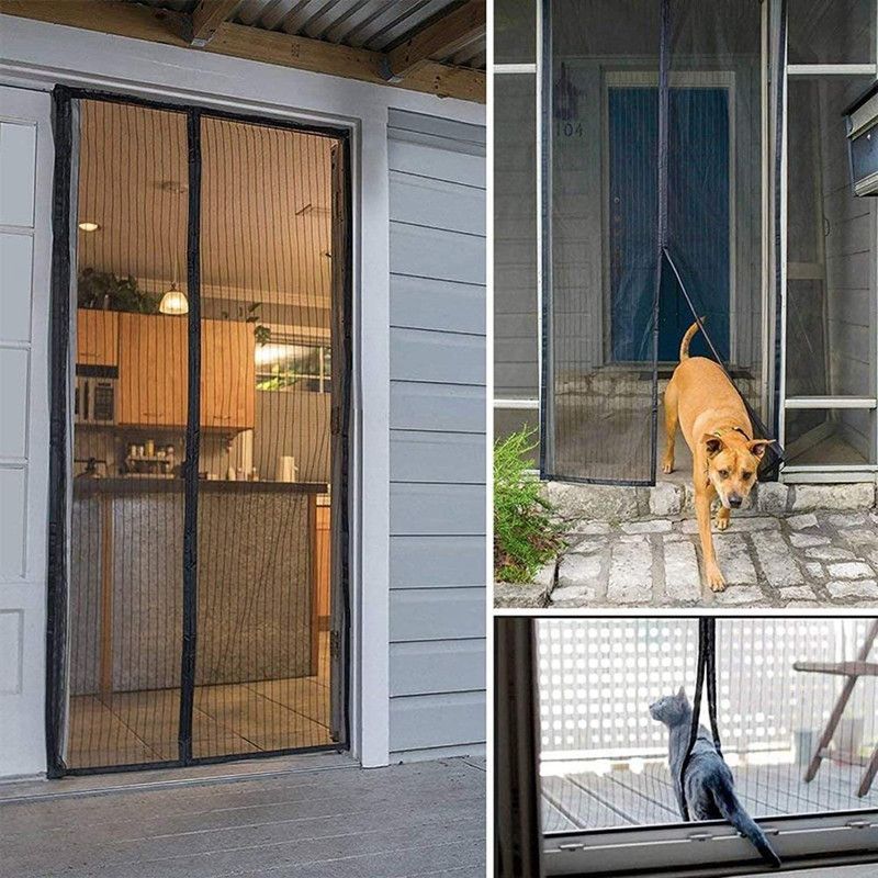 Magnetic Door Screens - 90x210 cm Self-closing - High-Density Insect Screen - No Drilling Required - Grey