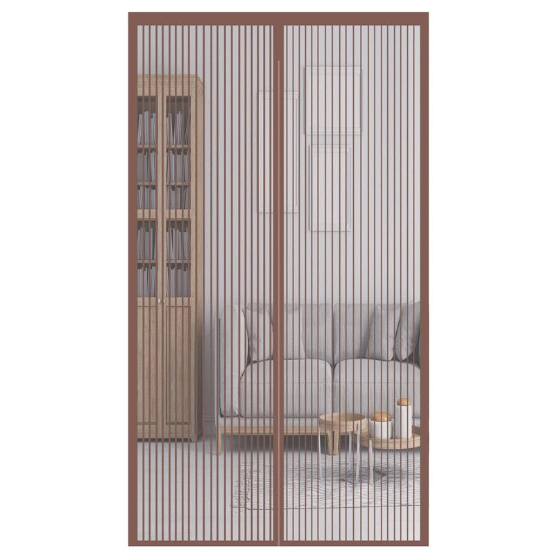 Magnetic Door Screens - 120x210 cm Self-closing - High-Density Insect Screen - No Drilling Required - Brown