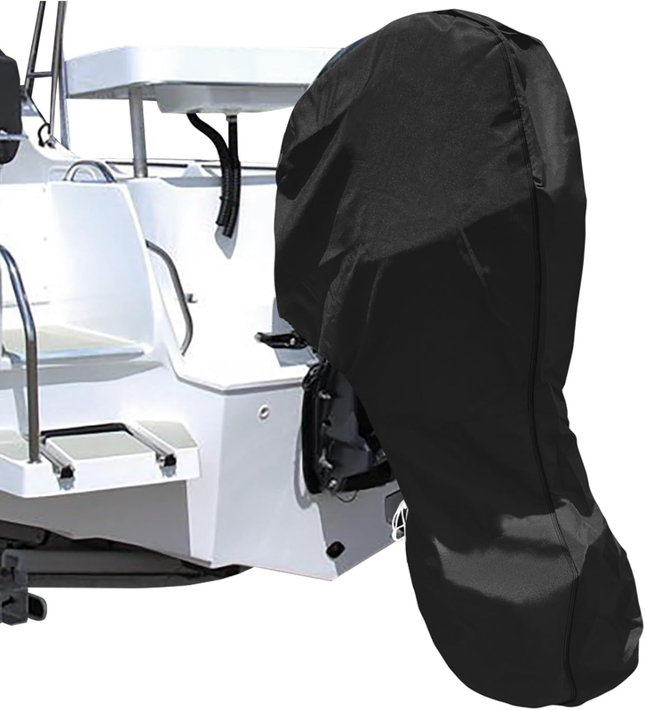 600D Oxford Cloth Outboard Motor Cover, Waterproof UV Resistant Boat Engine Protective Cover for Yacht Fishing Boat（6-15HP）