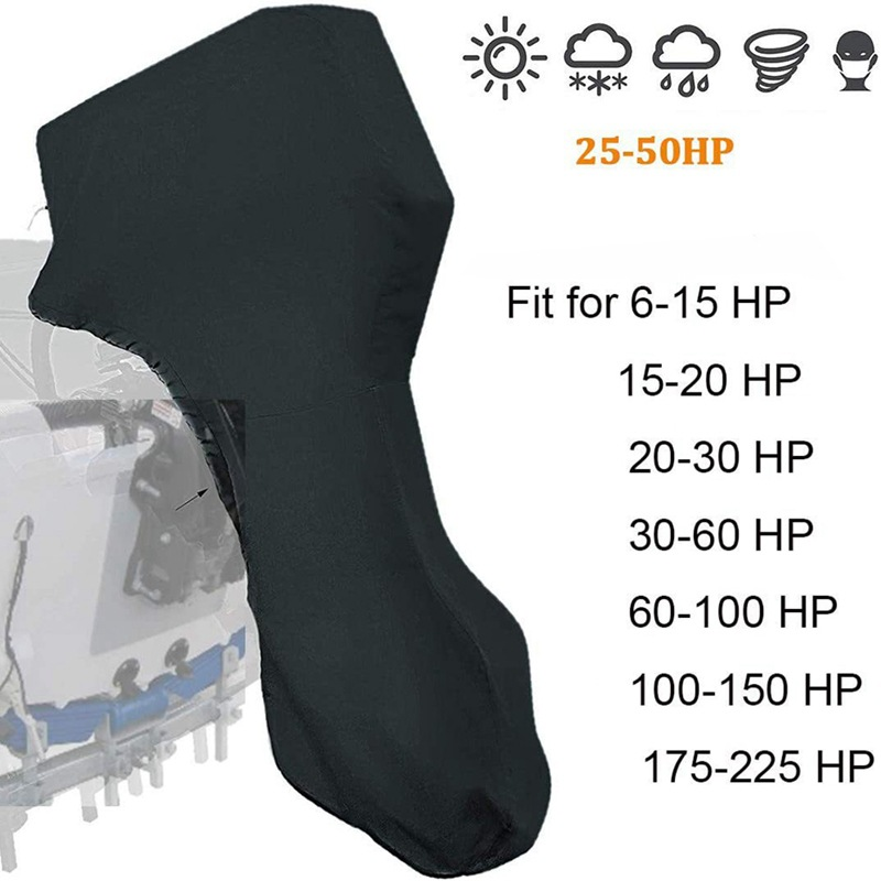 600D Oxford Cloth Outboard Motor Cover, Waterproof UV Resistant Boat Engine Protective Cover for Yacht Fishing Boat（20-30HP）