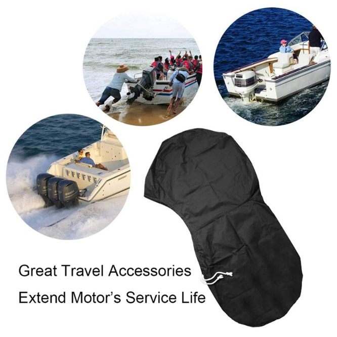 600D Oxford Cloth Outboard Motor Cover, Waterproof UV Resistant Boat Engine Protective Cover for Yacht Fishing Boat（20-30HP）