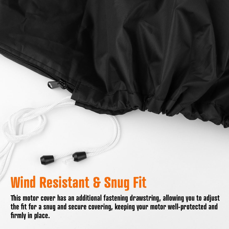 600D Oxford Cloth Outboard Motor Cover, Waterproof UV Resistant Boat Engine Protective Cover for Yacht Fishing Boat（175-225HP）