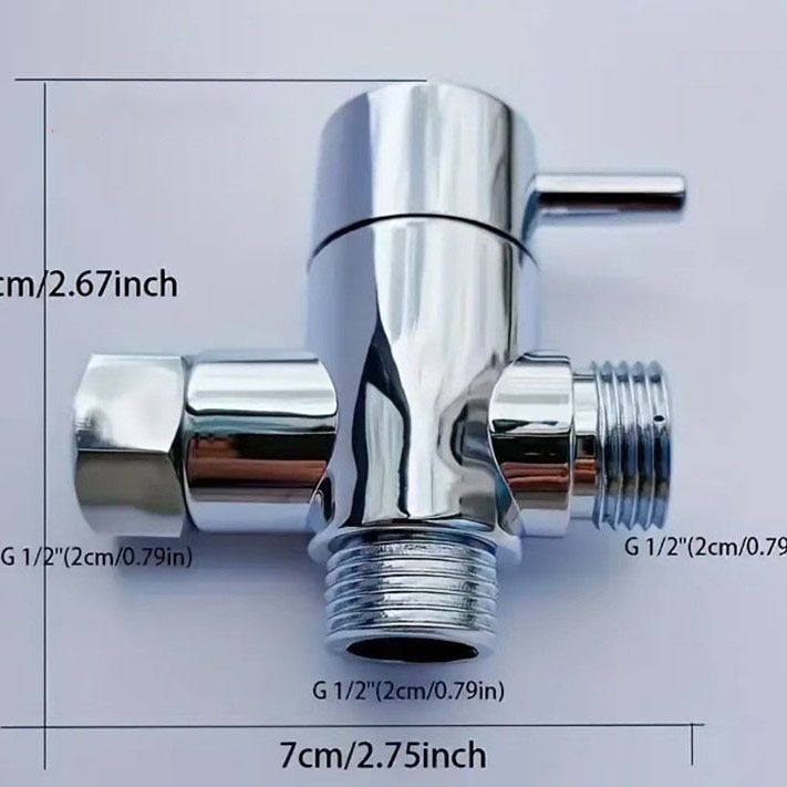 All-copper shower head manifold, one inlet, two outlet, three-way valve, shower head switch, one-to-two adapter.