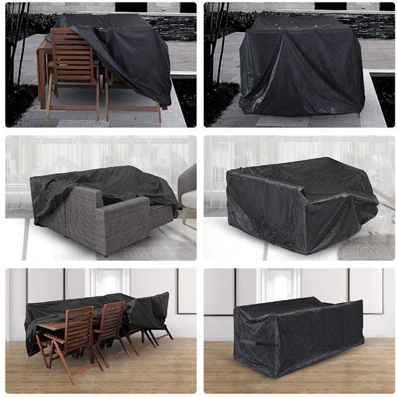 Rectangular Table Cover for Garden Furniture, UV Protection, Black, 150 x 130 x 90 cm