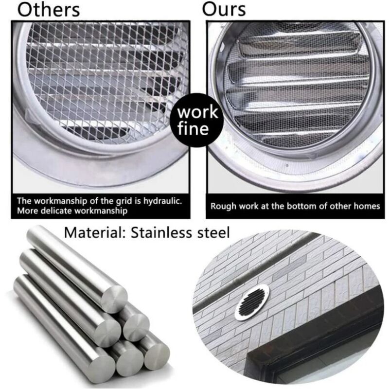 Round Ventilation Grille, Stainless Steel Vent Grille with Net, for 100 mm Opening