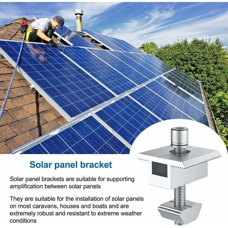 10 Pack Solar Panel Bracket, Aluminum T Shaped Center Terminals for PV Roof Mounting